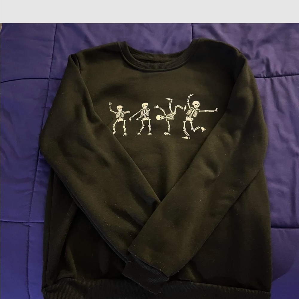 SHEIN Black Skeleton Dance Sweater